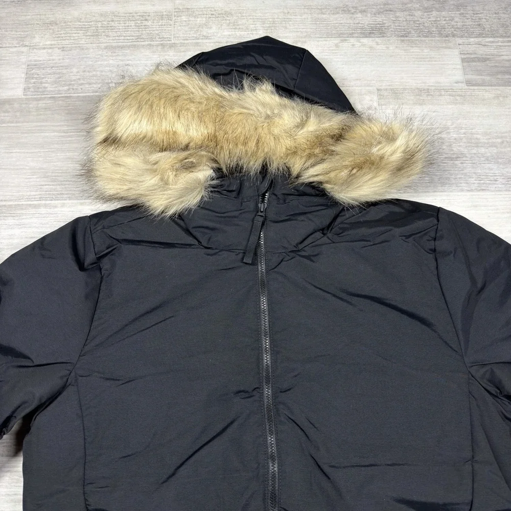 Women's Adidas Faux Fur Hooded Parka Insulated Waterproof Warm Black Small New